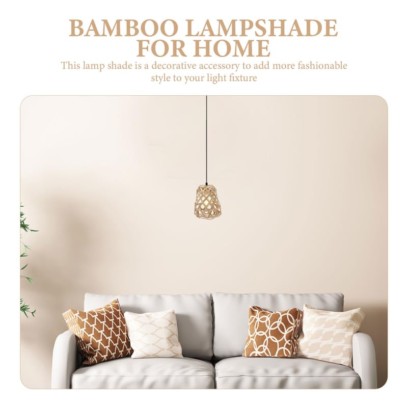 Image of DOITOOL 4-Pack Woven Bamboo Lampshades Rustic Pendant Light Covers 3.5 X 2.8 in Easy Install Compact Lamp Shade Set