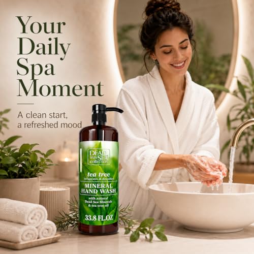 Image of Dead Sea Collection Hand Soap Pump Tea Tree - Hand Wash Liquid with Dead Sea Minerals and Tea Tree Nourishing - Invigorates & Detoxifies Oil - Gentle for All Skin Types Pack of 2 (33.8 Fl Oz Each)