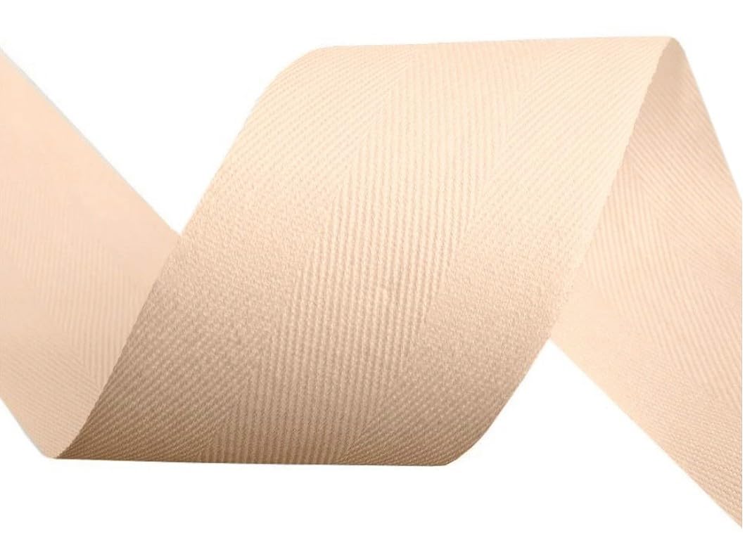 cyclingcolors cinta de sarga de algodón en espiga ancho 40mm x longitud 50m, beige claro