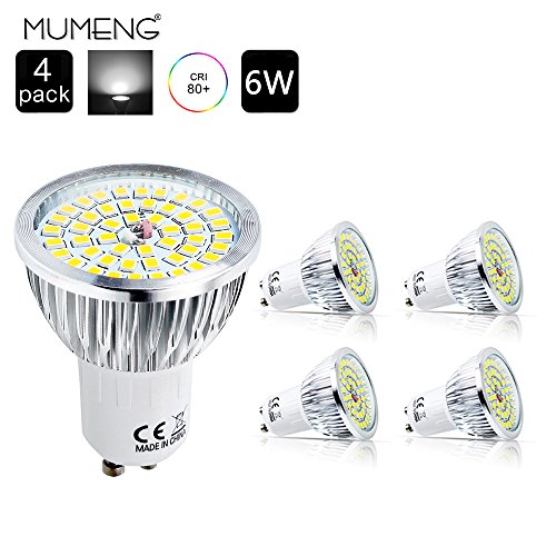 MUMENG Ampoule LED GU10 AC110V-240V, 120°Larges Angle d'Éclairage Ampoule Spot LED Blanc Froid 6000K LED, Lot de 4 pièce