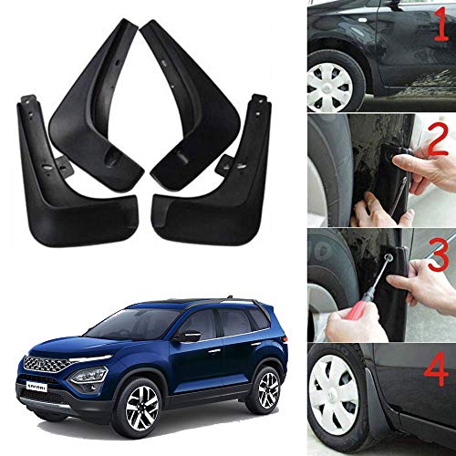 Image of Oshotto (O.E.M Fitting Cup Type) Mud Flap /Splash Guard Compatible with Tata Safari 2021-2023 (T-I (Set of 4)
