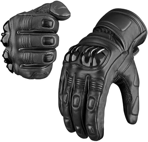 Avidos Goatskin Leather Motorcycle Gloves for Men, Touchscreen Hard knuckle Palm Pad Motorbike Powersports Racing Gloves for BMX ATV MTB, Cycling, Road Racing, Camping, Climbing, and Hiking