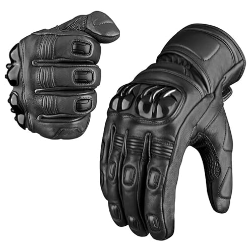 Avidos Goatskin Leather Motorcycle Gloves For Men, Touchscreen Hard Knuckle Palm Pad Motorbike Powersports Racing Gloves For Bmx Atv Mtb, Cycling, Road Racing, Camping, Climbing, And Hiking #TOP29