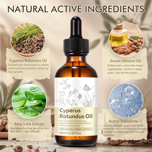 Cyperus Rotundus Oil for Reducing Body Hair Growth - 2.02 Fl Oz