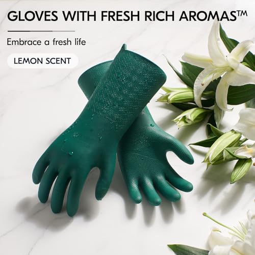 Vgo... Heavy Duty Cleaning Gloves Lined Nylon, Household Gloves Reuseable in TPE Latex Free - Image 2
