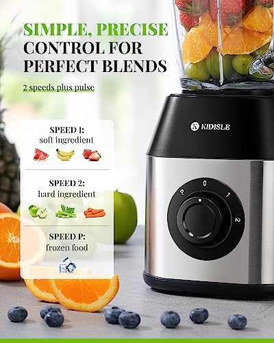 Professional Crusher Blender 2.0, 1200W Powerful Smoothie Blender, 52oz Glass Jar, Shakes and Smoothies, Ice Crush, Frozen Fruit, Stainless Steel - Image 4