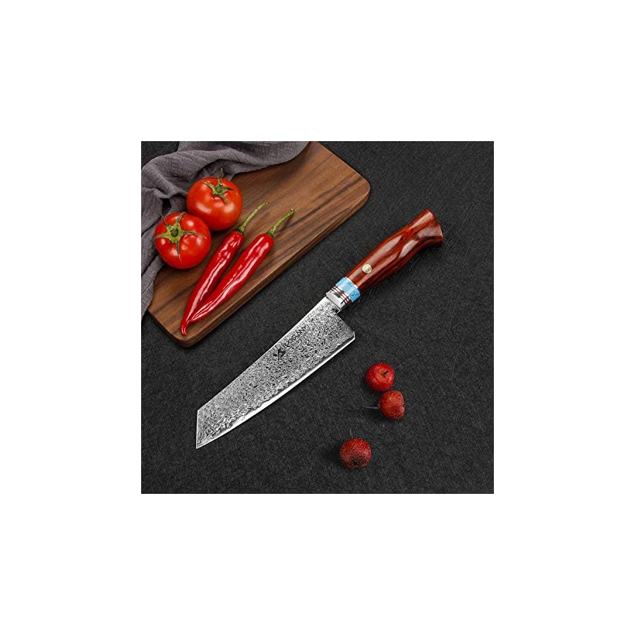 MSY BIGSUNNY Kiritsuke Knife - 67 Layers Damascus Steel - 6.7 Inch Blade - Stain & Corrosion Resistant Handmade Chef Knives