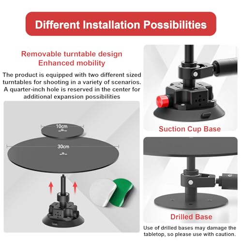 Image of 360 Degree Spinner Photography Turntable,Rotating Camera Slider Equipment,Surround Photography Spin Platform,Suction Cup Base,for Product Photography /Commercial Video /Recording Food