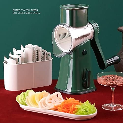 BenRich 5 in 1 Rotary Cheese Grater & Vegetable Slicer, with 5 Interchangeable Blades and Comfort Handle - Image 3