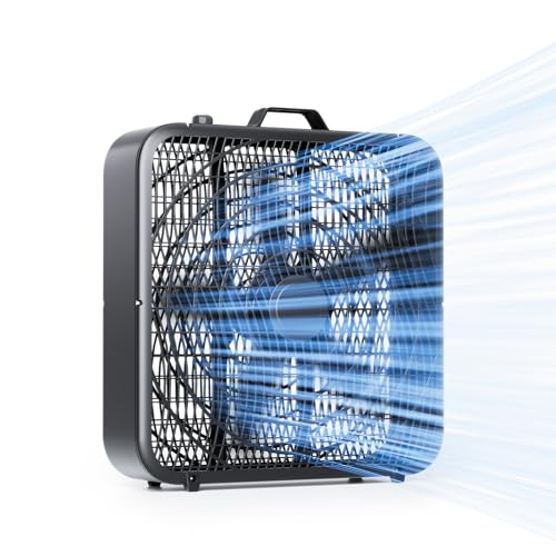 Simple Deluxe 20” Box Fan, 3-Speed Cooling Floor Fan with Aerodynamic Shaped Fan Blades,...