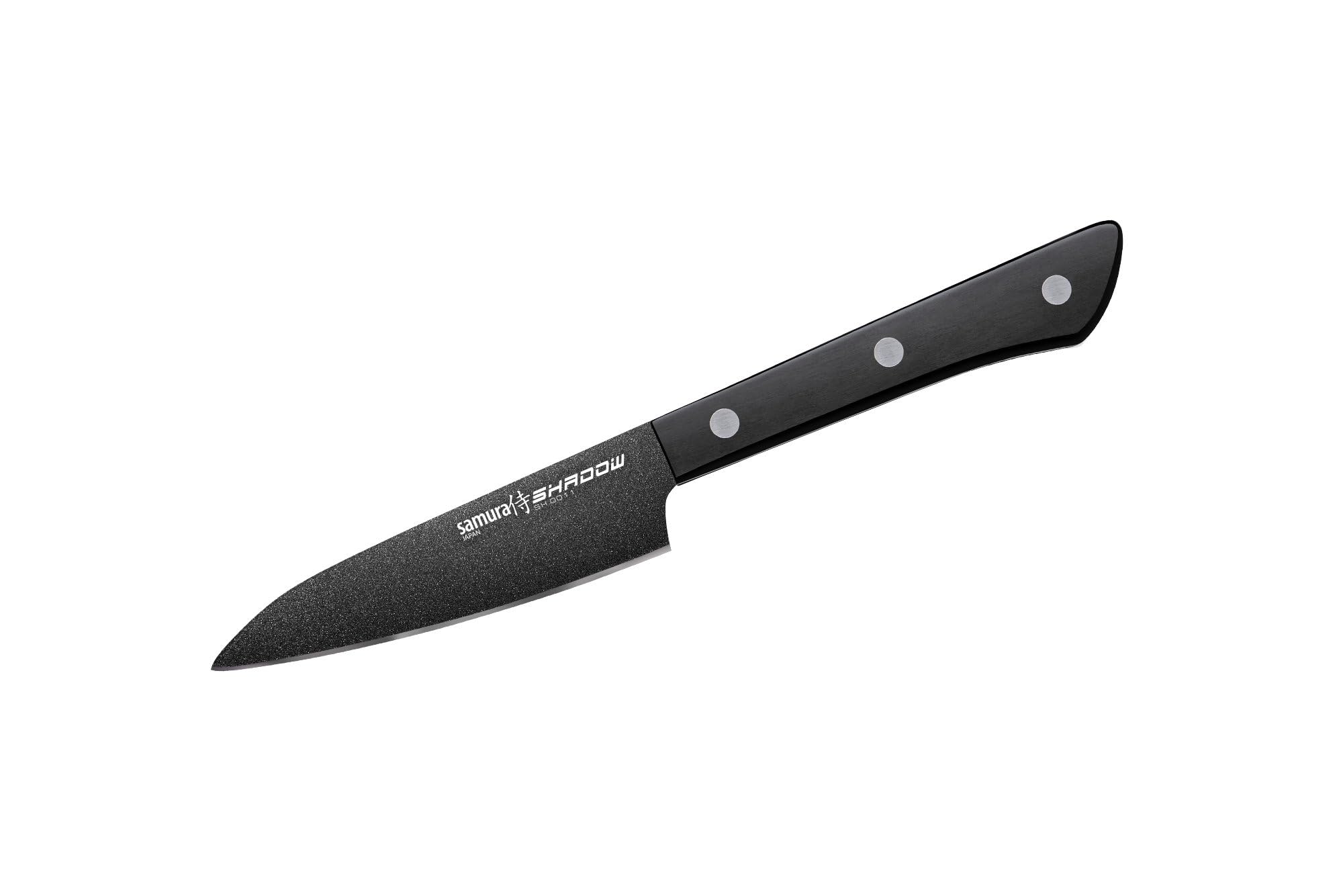 SAMURA Shadow Paring Knife with Non-Stick Black Surface Coating 99mm Blade AUS-8. Hardness 59 HRC