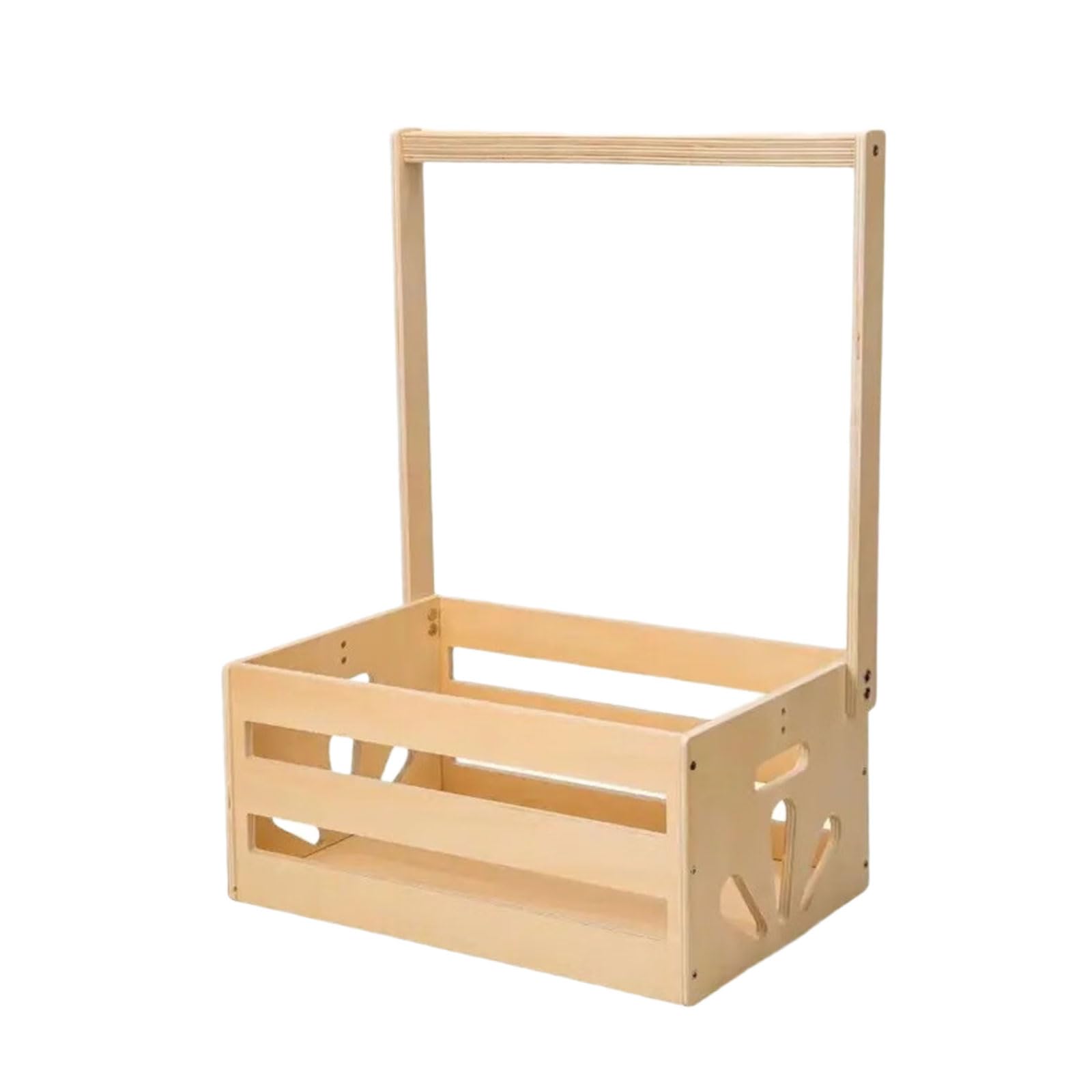 Shurhome Closet Storage Crate with Long Handle Wooden Nursery Organiser Clothes Hanging Basket Party Decoration Wooden Baby Storage for Nursery