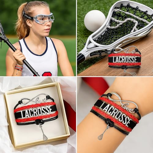 SportyBella Lacrosse Bracelets For Girls - Adjustable Charm Bracelet w/Infinity Symbol & Silver Lacrosse Stick Charm. Friendship Bracelet Gifts for Players, Teams & Coaches2