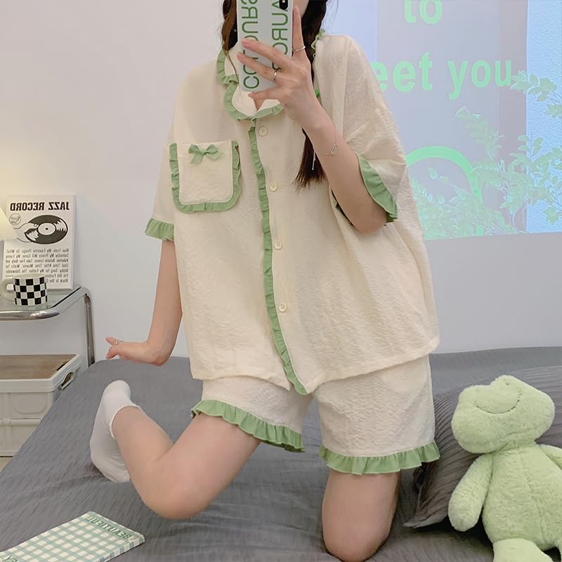 Image of KSHS Women Cotton Night Suit Top & Shorts Set | Loose Fit Printed Nightwear Co Ord Set Stylish Western | Soft Breathable Sleepwear Shorts with Pocket for Women