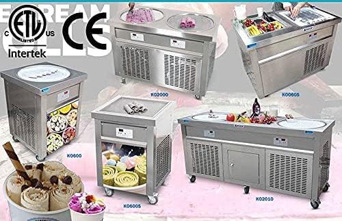 Miniatura 3 de Kolice comercial ETL US Franchise 22 "Máquina de helado de sartén redonda única, máquina laminada de helado salteado, descongelación automática,