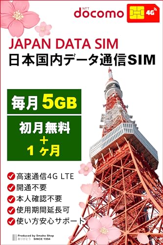 Amazon.co.jp: 【docomo回線】 日本国内用 データ通信SIMカード 5GB/月