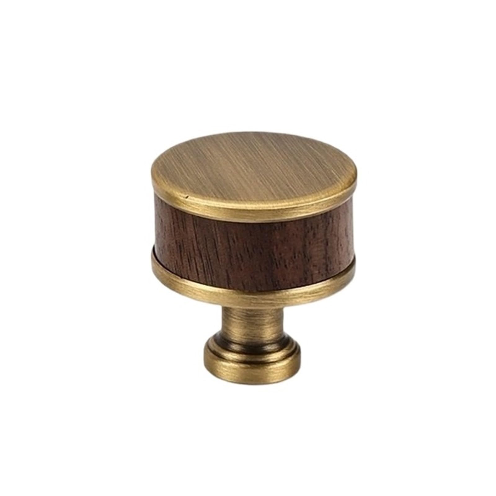 Round Cabinet Knob, For Drawer Furniture, Walnut Brass Single Hole Gold
