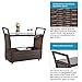 Bonnlo Wicker Outdoor Bar Cart with Wheels and Ice Bucket, Outdoor Bar Table Serving Cart Rattan Bar Cart with Glass Top and Wine Glass Holder for Pool, Party, Backyard, Porch