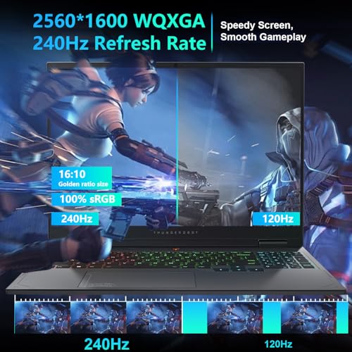 Image of Thunderobot Radiant 16 4060 2.5K Gaming Laptop, 16 inch WQXGA 240Hz Display, 14th Gen i7-14650HX, GeForce RTX 4060, 32GB DDR5 RAM, 1TB PCIe SSD, RGB Backlit Keyboard, Wi-Fi 6, Win 11, Gray