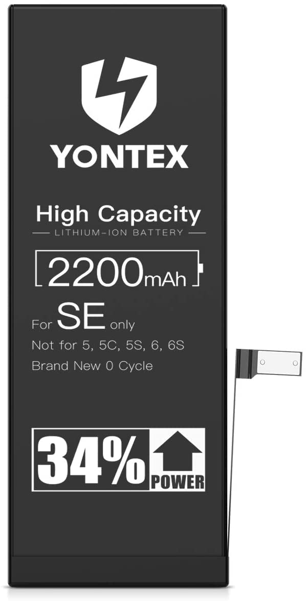 YONTEX 2200mAh Replacement Battery Compatible with iPhone SE, Ultra High Capacity Li-ion Battery with Repair Tools, Adhesive Strips and 1 Screen Protector - 24-Month Warranty