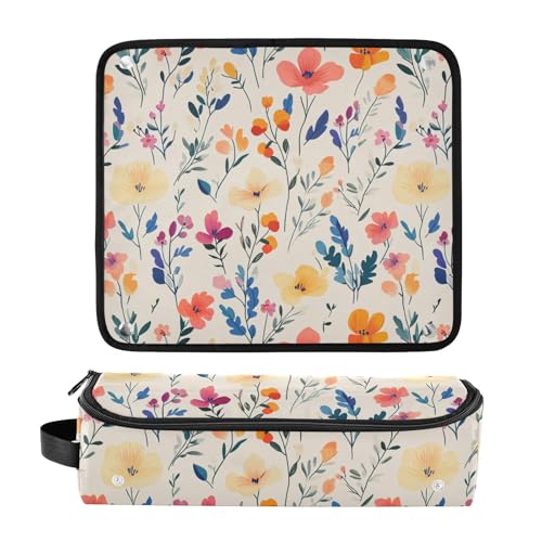 Bolsa de viaje pequeña para herramientas de cabello beige con almohadilla térmica resistente al calor removible y repelente al agua para plancha y accesorios de cuidado capilar miniatura 3