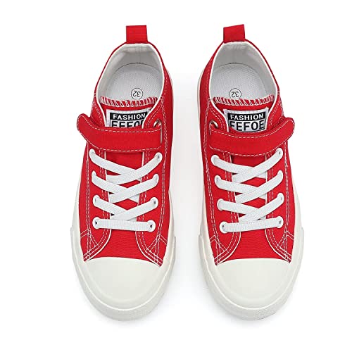 Dswed Boys Red Sneakers Girls Canvas Running Shoes For Kids Walking Shoes Kids Lightweight Breathable Shoes Casual Canvas Adjustable Strap Sneakers Little Kid Size 12.5 #TOP5