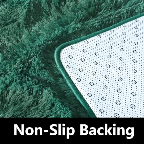 Fluffy Lightweight 2x3 Feet, Blackish Green Under Desk Rug, Upgrade Anti-Skid Rectangular Rug for Boys Room