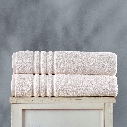 Image of Hammam Linen Jumbo Large Bath Towels 2-Pack 35 x 70 Inches Soft and Absorbent, Premium Quality 100% Cotton Towels (Sea Salt, Bath Sheet)