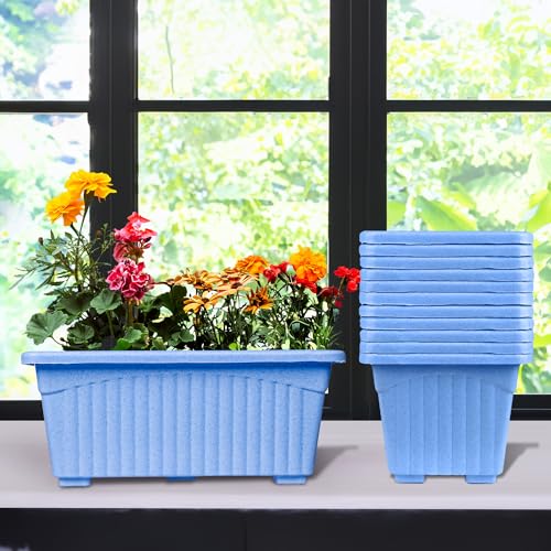 Kuber Industries Marble Jupitar Flower Pot for Home & Gardening|Pack of 12|Sky Blue
