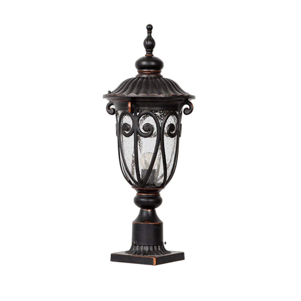 QUSYZD Post Lights Outdoor,Waterproof Glass Lamphade Aluminum Metal Outdoor Pillar Lights E27 Outdoor Retro Industrial Post Lights Lantern Garden Landscape Courtyard Home Villa,
