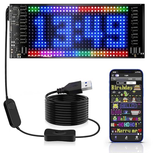 Señal LED para parabrisas de coche, pantalla LED flexible programable, pantalla digital controlada por aplicación para patrones y animaciones, adecuado para publicidad, carteles, vehículos (7x17cm)