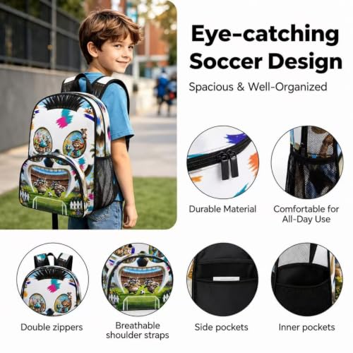 Image of Cute Backpack Soccer Lover Backpack Soccer Fan Gifts,Unique gifts Cartoon Animal Travel Bookbag 17.3inch College backpack daypack for Sport Laptop work travel camping