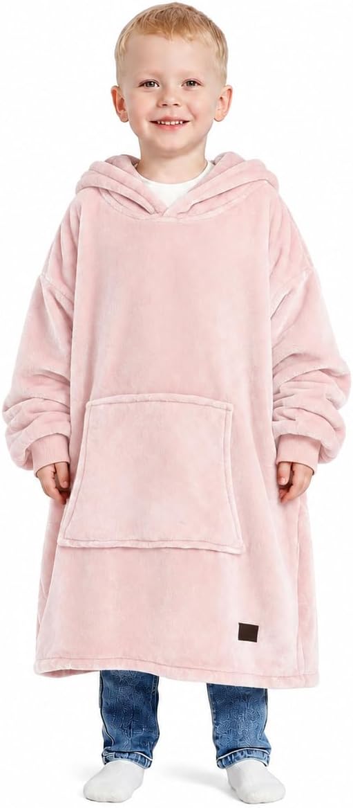 Catalonia Oversized Hoodie Blanket for Kids, Fleece Wearable Pullover | Large Front Pocket, Cozy Hooded Design, Perfect for Gaming, TV Time, Lounging & Reading, Gift for Boys & Girls Ages 4-12