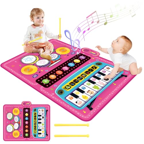 Image of PATPAT 8 Instrument Piano Keyboard Musical Mat for Kids 1-6 Years, 8 Sounds and 6 Modes Foldable Baby Drum Mat Educational Music Play Mat Toy Gift for Boys and Girls 90*70 CM