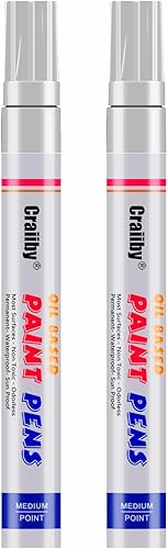 Marcadores de pintura blanca, paquete de 2 bolígrafos de pintura permanente a base de aceite impermeables de secado rápido para pintura de rocas,