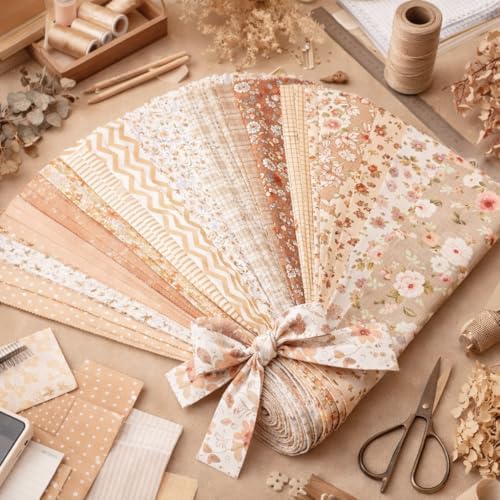 42 Pcs Floral Neutral Precut Jelly Roll Fabric, 2.5'' x 20'' Precut Cotton Quilting Strips for Sewing Crafts, Jelly Roll Strips Bulk, Clearance & Discontinued Jelly Rool Fabric - 2