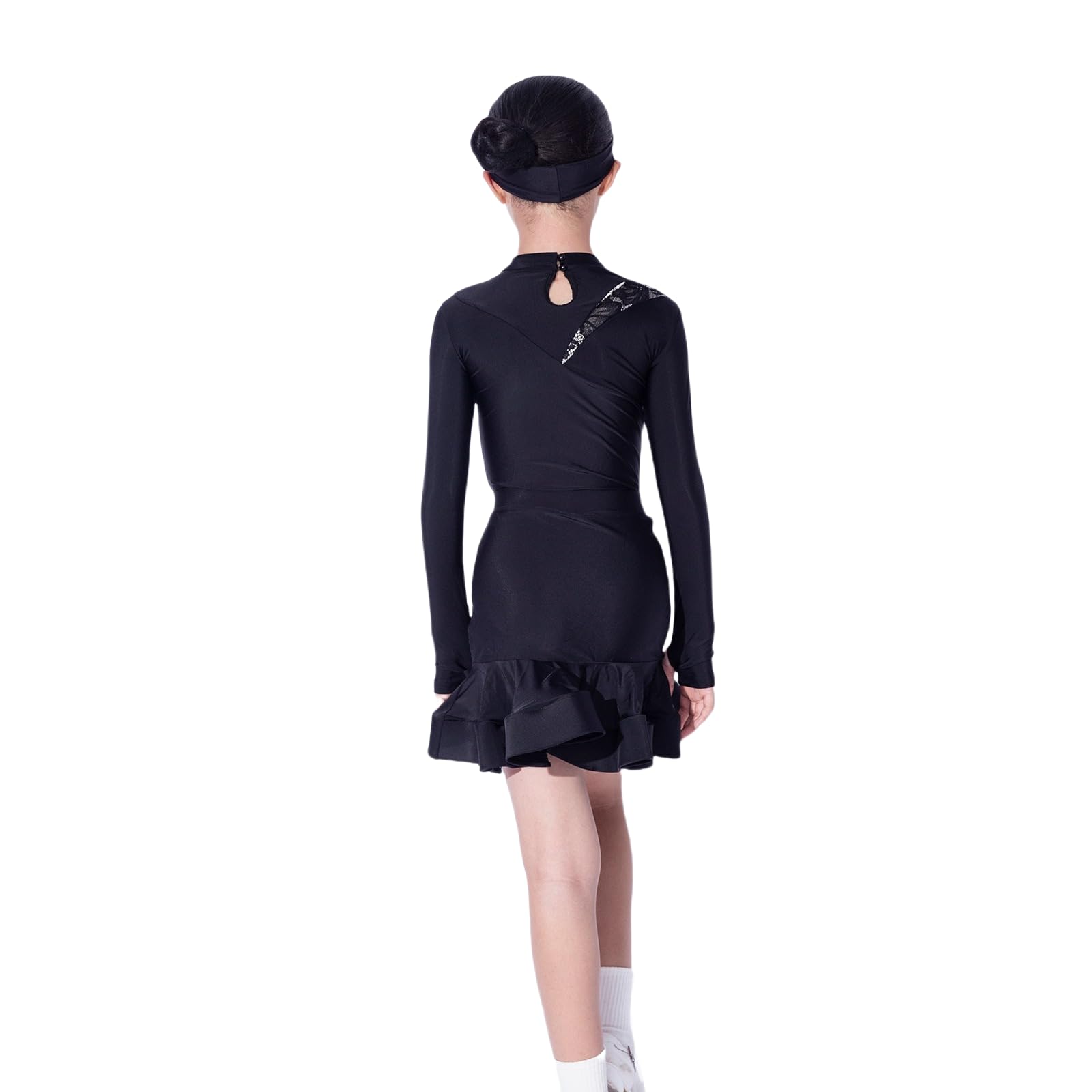 2-TLG. Geteiltes Ballettkleid Für Mädchen Mit Langen Ärmeln, Latein Rumba Samba Samtrüschen Moderne Gesellschaftstanzbekleidung Wettkampfkostüme Für 3–15 Jahre