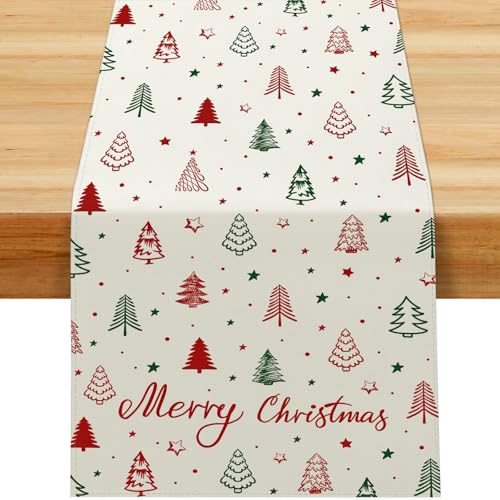 Viosmut Camino de Mesa Navidad 40x180 cm, Camino de Mesa Navideño Árbol de Navidad único Decoracion Mesa Navideño, Moderno Centro de Mesa de Navidad para Adornos de Cocinas Interiores Exteriores