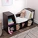 KidKraft Wooden Bookcase with Reading Nook, Six Shelves and Gray Cushion - Espresso