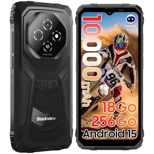 Blackview Fort 1 Telephone Incassable Android 15, Batterie 10000mAh Telephone Portable Incassable,...