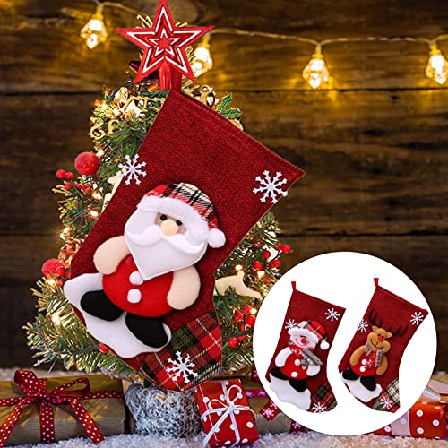 4 Piezas Calcetines Navidad Chimenea, Calcetín Navideño, Calcetín Navidad Nombre, Calcetín Navidad Personalizado, Para Colgar Accesorios de Decoración del árbol de Navidad (16 x 13 x 22 cm)