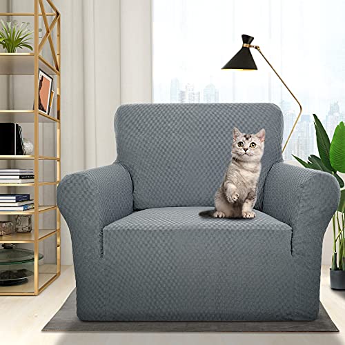 Znsayotx 1 Piece Jacquard Chair Slipcovers For Living Room High Stretch Chair Covers With Arms Anti Slip Pets Friendly Couch Sofa Armchair Cover Furniture Protector (Chair, Light Grey) #TOP1