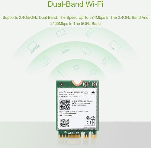 Miniatura 10 de NIC AX210 inalámbrica, Gigabit Tri-Band Wi-Fi 6E, estándar 802.11AX, Bluetooth 5.2, tarjeta WiFi AX210 NGW, interfaz MU-MIMO NGFF (clave M.2 AE),