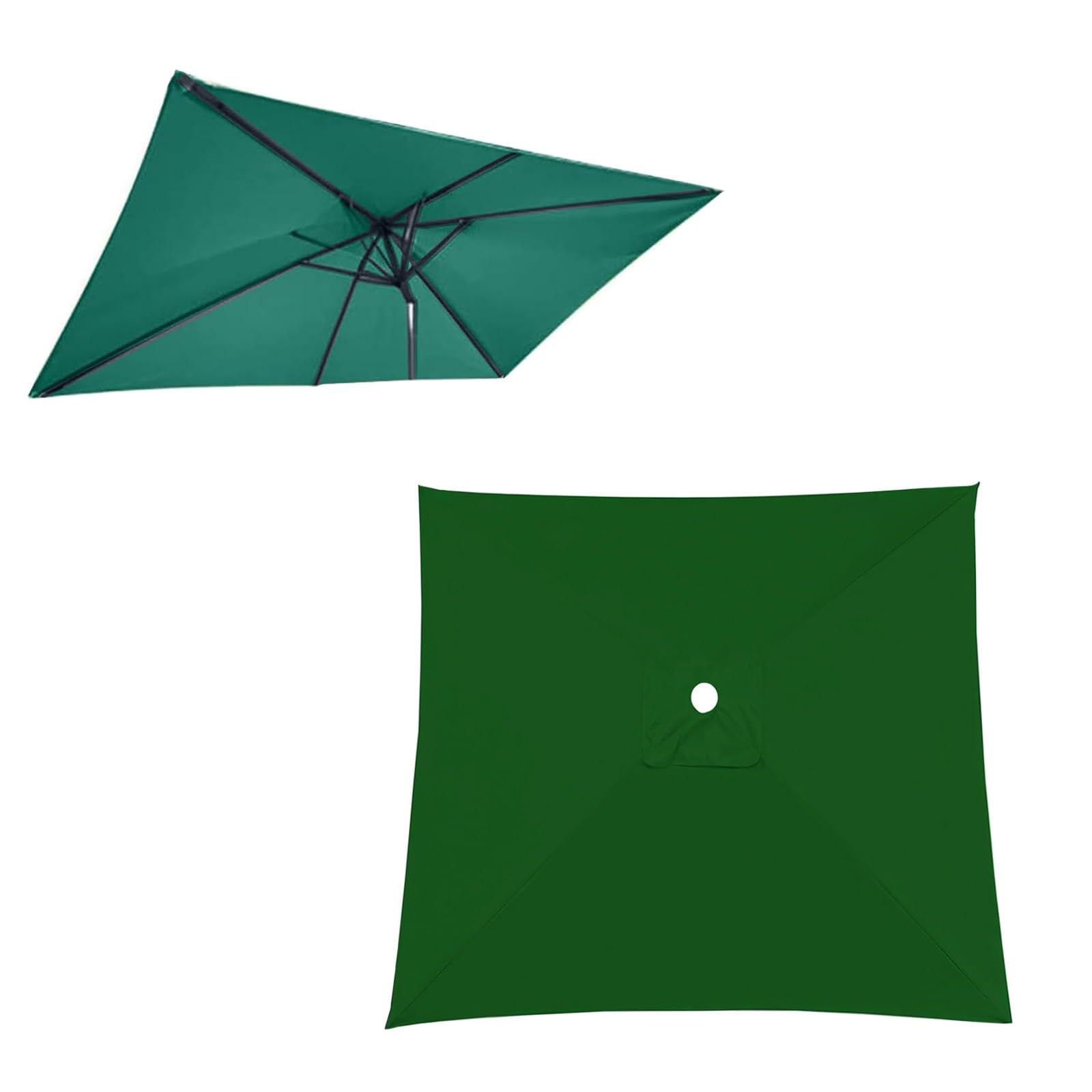 Sun Umbrella Replacement Cloth For Outdoor, 4 6 8 Arms, 2 2.5 2.7 3.0m White Beige Khaki Rectangular Square Garden Parasol Spare Cover Canopy, UV50+ Waterproof Market Umbrella Top(Green,3X3m)