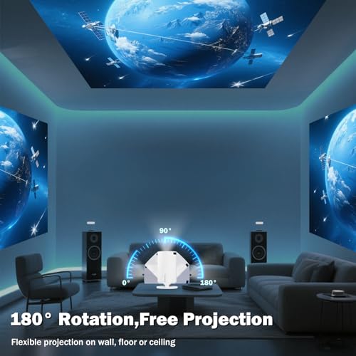 Image of Mini Projector Support 1080P, 200 Ansi Home Movie Projector Portable Projector with Wifi and Bluetooth, Automatic Keystone Correction, 180Rotatable, Compatible with HDMI USB PC Laptop