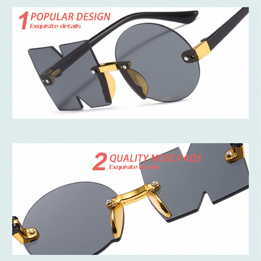 Gafas de Sol para Gafas Punk de Gran tamaño Irregulares sin Marco polígono UV400