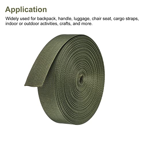 Image of MECCANIXITY Flat Nylon Webbing Strap 1 Inch 10 Yards Olive for Backpack, Luggage-rack