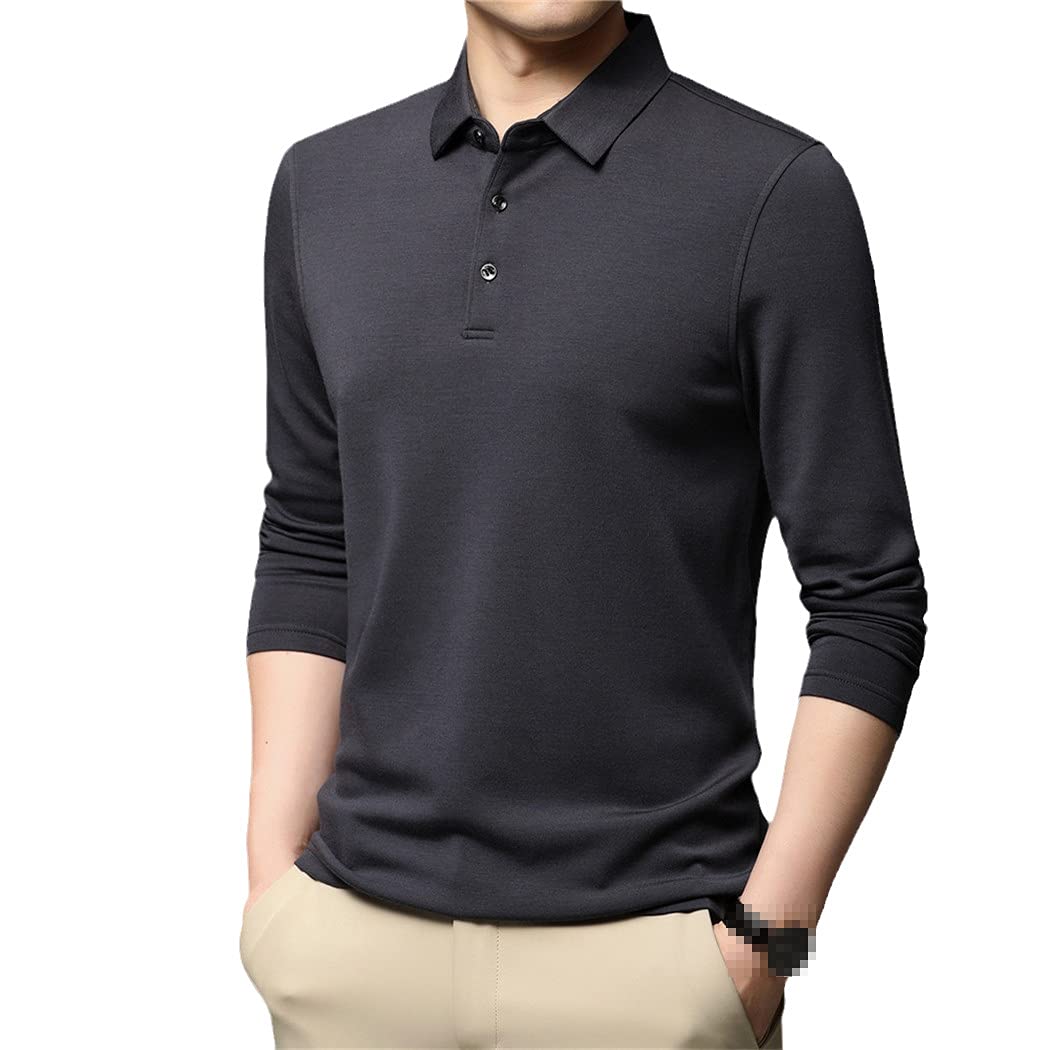Uomini manica lunga polo-camicia abbigliamento, primavera autunno puro colore Business Top Casual