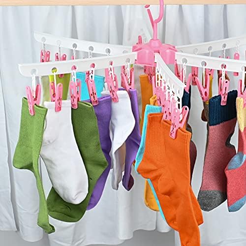 twirush Sock Drying Racks with 36 Pegs, Folding Laundry Hanger Clothes Drying Rack, Wind-proof Clothes Hanger Rack Hanging Dryer Laundry Airer for Socks Underwear Shoe Insoles Baby Clothes Gloves