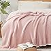 Snuggle Sac Ultra Soft Waffle Throw Blanket for Couch Bed Sofa 50x60 inches, Reversible Pink Blanket Microfiber Fluffy Fuzzy Cozy Knit Throws for Women Mothers Birthday Gifts
